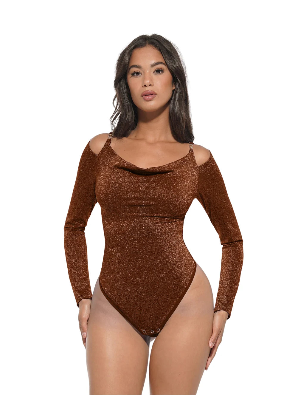 Glitter Long Sleeve Thong Bodysuit